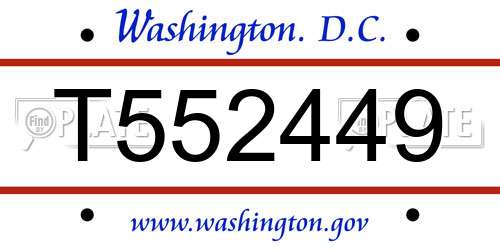 T552449 District Of Columbia License Plate