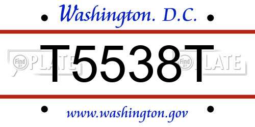 T5538T District Of Columbia License Plate