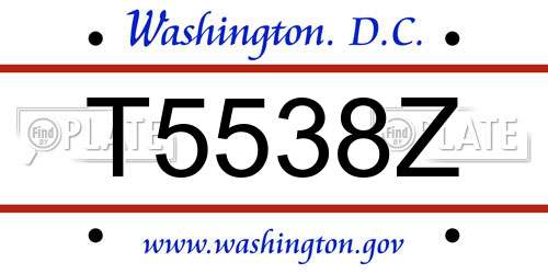 T5538Z District Of Columbia License Plate