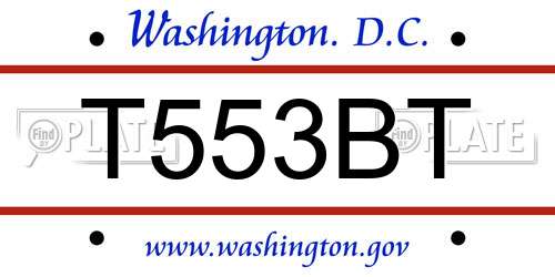 T553BT District Of Columbia License Plate