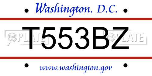 T553BZ District Of Columbia License Plate