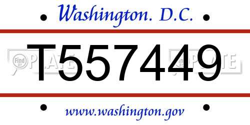 T557449 District Of Columbia License Plate