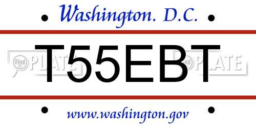T55EBT District Of Columbia License Plate