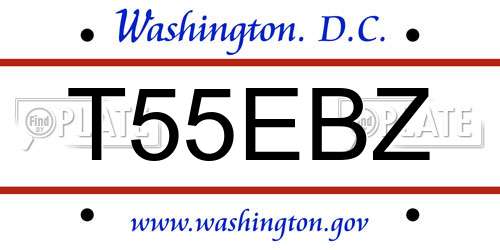 T55EBZ District Of Columbia License Plate