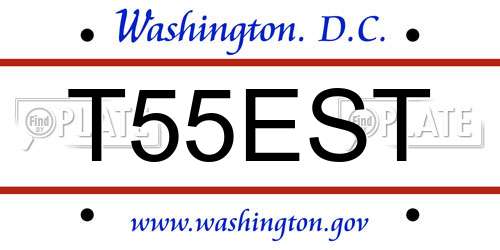 T55EST District Of Columbia License Plate