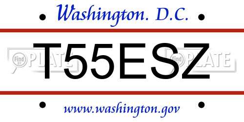 T55ESZ District Of Columbia License Plate