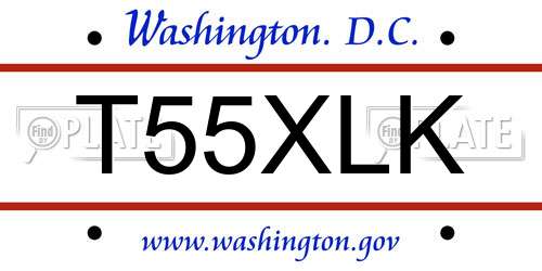 T55XLK District Of Columbia License Plate