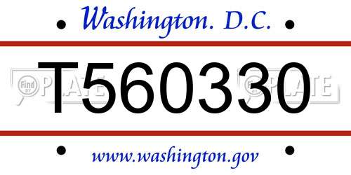 T560330 District Of Columbia License Plate