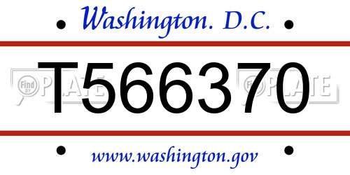 T566370 District Of Columbia License Plate