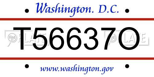 T56637O District Of Columbia License Plate