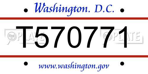T570771 District Of Columbia License Plate