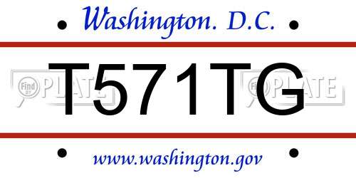 T571TG District Of Columbia License Plate