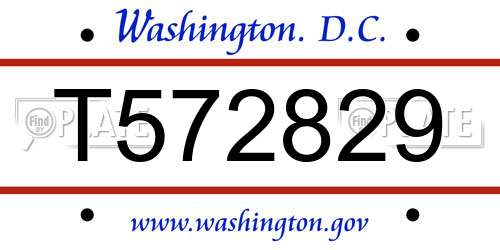 T572829 District Of Columbia License Plate