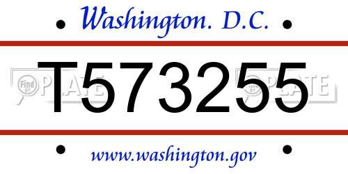 T573255 District Of Columbia License Plate
