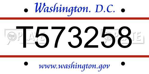 T573258 District Of Columbia License Plate