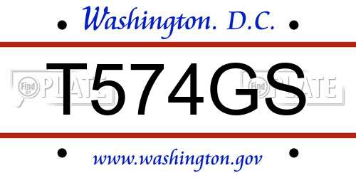T574GS District Of Columbia License Plate