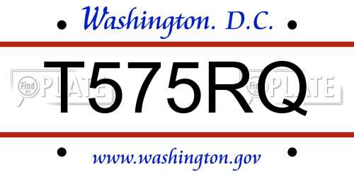 T575RQ District Of Columbia License Plate