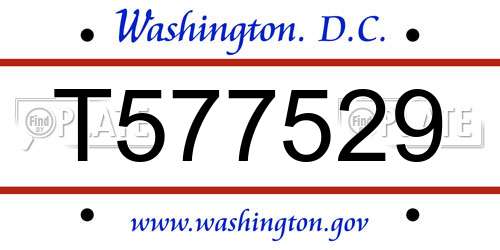 T577529 District Of Columbia License Plate