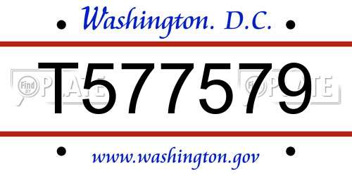 T577579 District Of Columbia License Plate