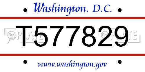 T577829 District Of Columbia License Plate