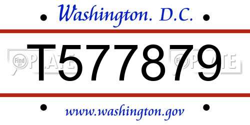 T577879 District Of Columbia License Plate