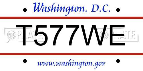 T577WE District Of Columbia License Plate