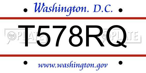 T578RQ District Of Columbia License Plate