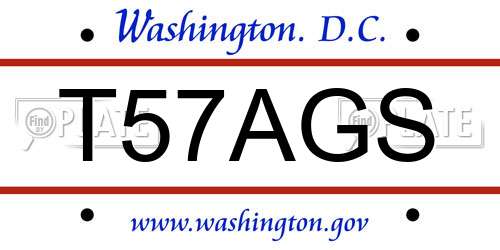 T57AGS District Of Columbia License Plate