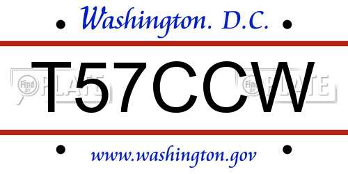 T57CCW District Of Columbia License Plate