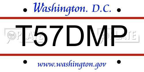 T57DMP District Of Columbia License Plate
