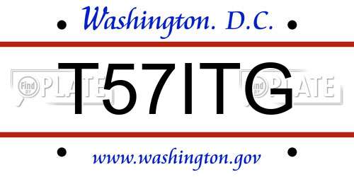 T57ITG District Of Columbia License Plate
