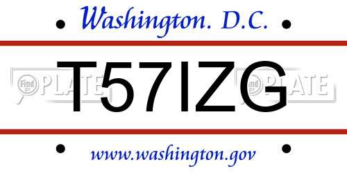 T57IZG District Of Columbia License Plate