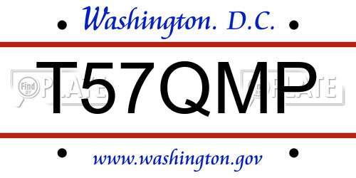 T57QMP District Of Columbia License Plate