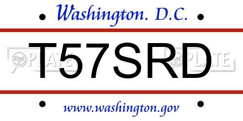 T57SRD District Of Columbia License Plate