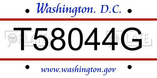 T58044G District Of Columbia License Plate