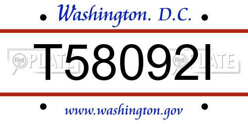 T58092I District Of Columbia License Plate
