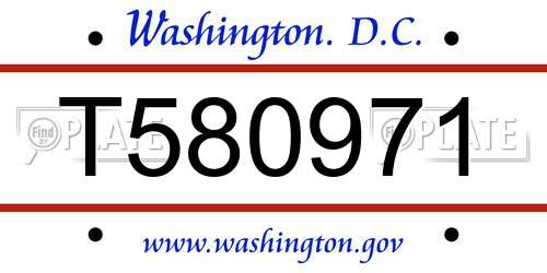 T580971 District Of Columbia License Plate