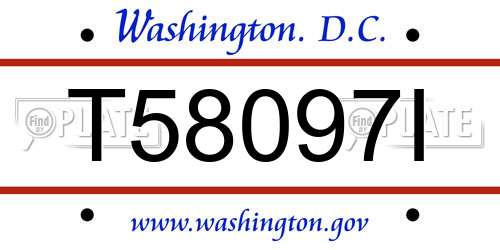 T58097I District Of Columbia License Plate