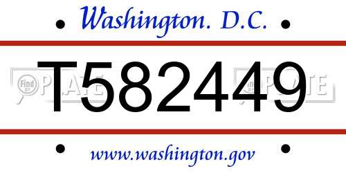 T582449 District Of Columbia License Plate