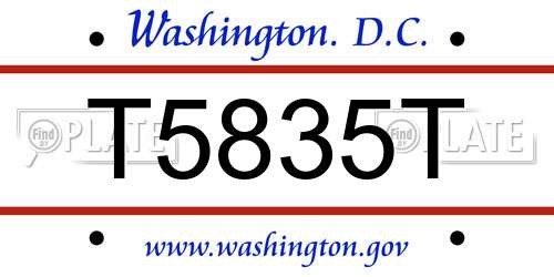 T5835T District Of Columbia License Plate