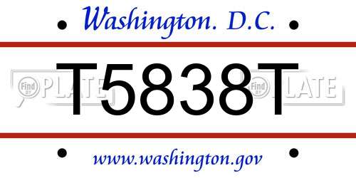T5838T District Of Columbia License Plate
