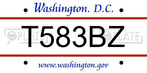 T583BZ District Of Columbia License Plate