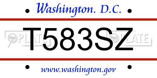 T583SZ District Of Columbia License Plate