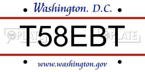 T58EBT District Of Columbia License Plate