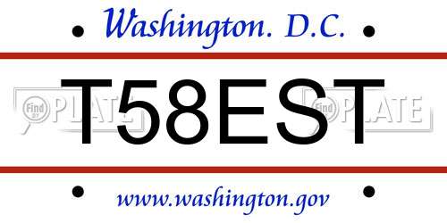 T58EST District Of Columbia License Plate