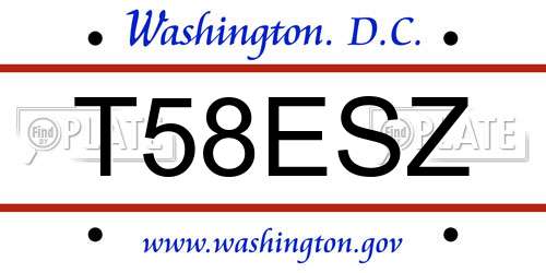 T58ESZ District Of Columbia License Plate