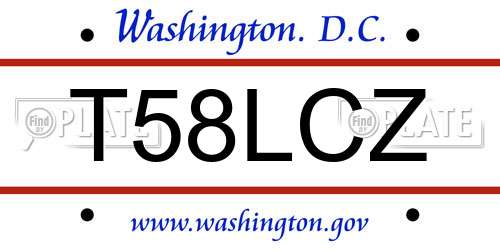 T58LCZ District Of Columbia License Plate