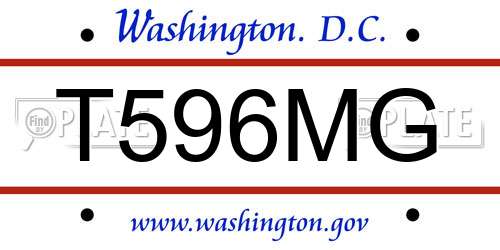 T596MG District Of Columbia License Plate