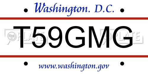 T59GMG District Of Columbia License Plate