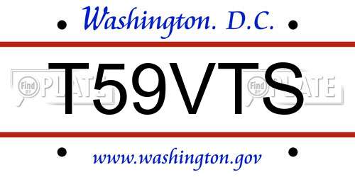 T59VTS District Of Columbia License Plate